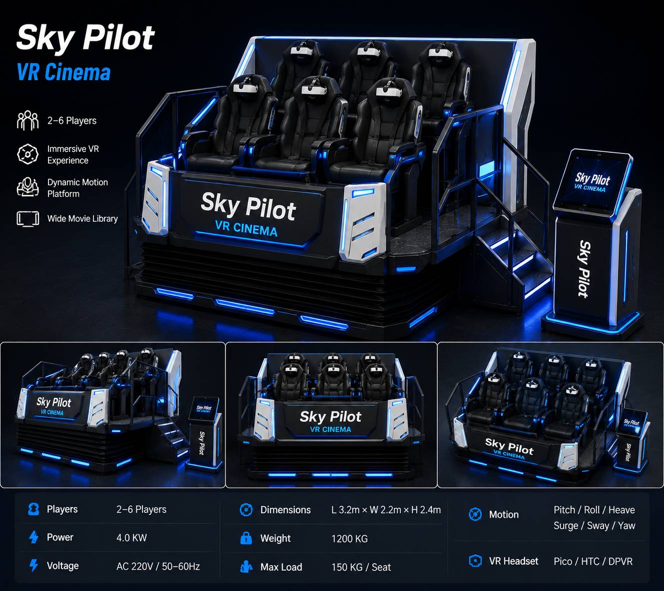 SkyPilotVR VR Cinema multi-seat platform