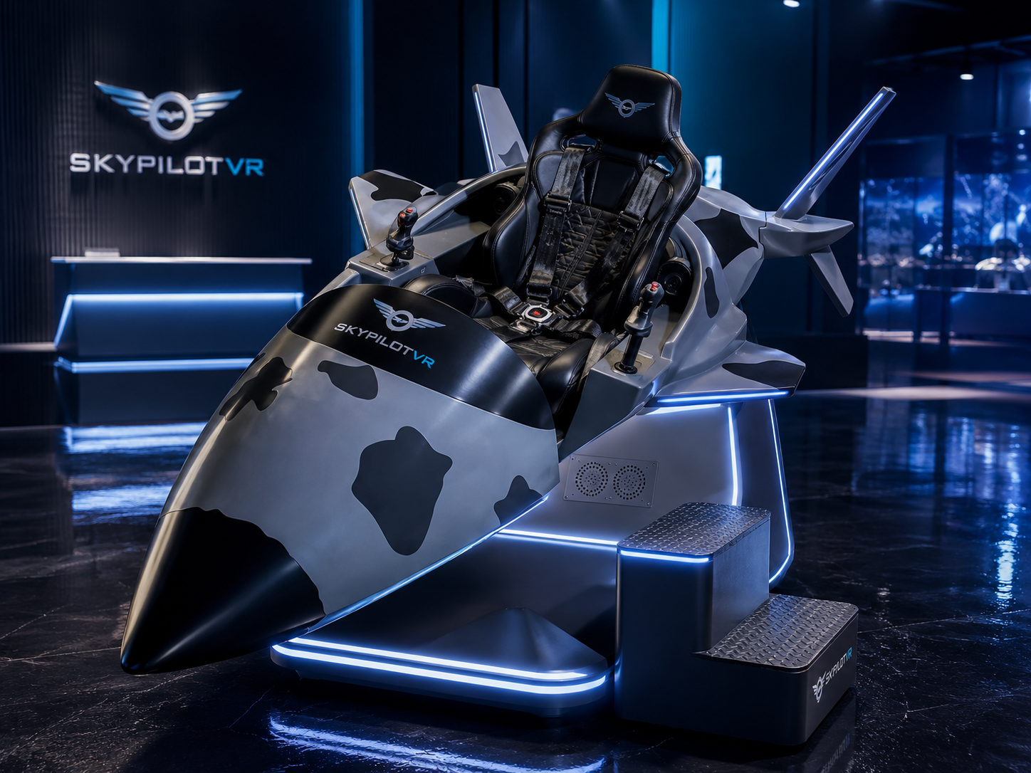 SkyPilotVR cockpit, seat, safety belt and controls